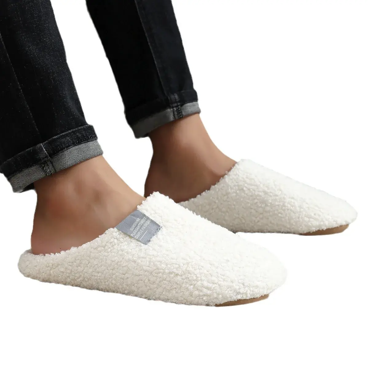 2025Couples Home Slippers Soft Fur Slippers Warm Indoor Flat Slides Nonslip Cotton Shoes Bedroom Light Slience Flats Floor Shoes