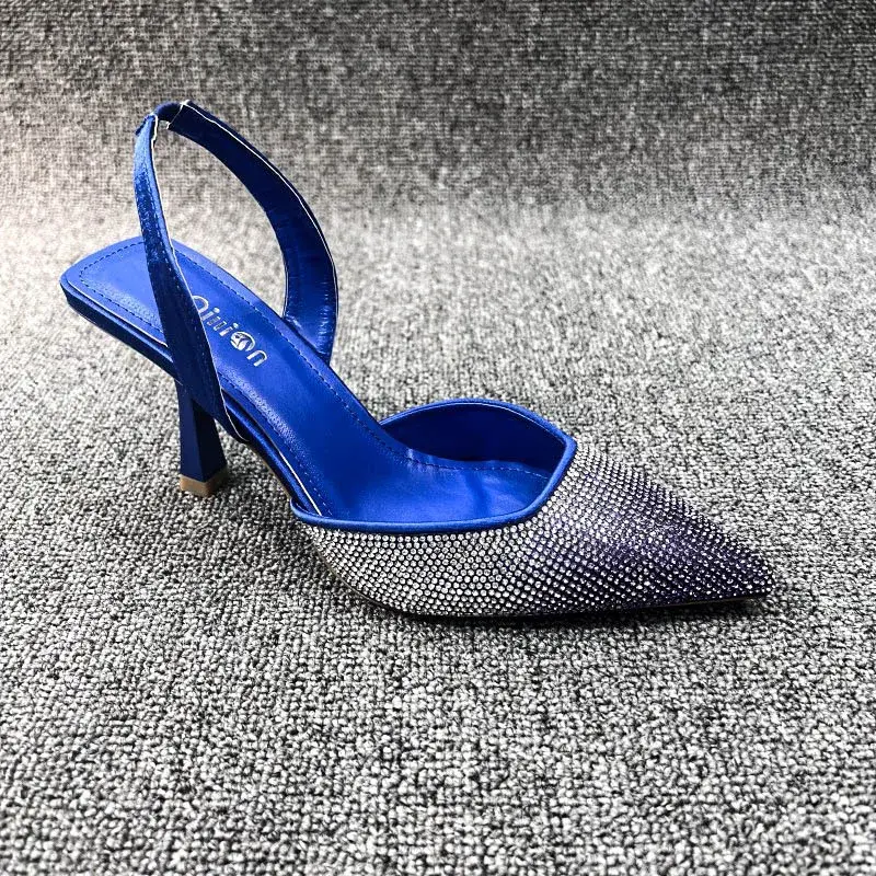 Summer Women's Baotou Sandals Female Fashion Shiny Pointed Thin Heel Pumps Ladies Comfort Outdoor Leisure Lazy Shoes