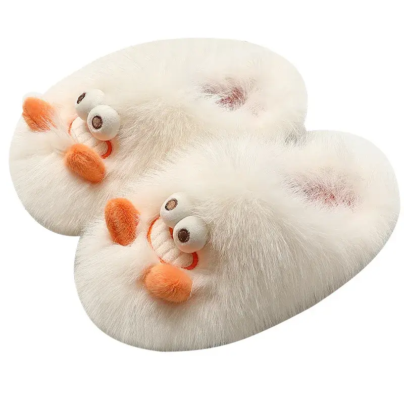 Women Cartoon Fluffy Soft Sole Home Slippers Winter Indoor Couples Cotton Slippers Woman Non Slip Flats House Warm Plush Slides