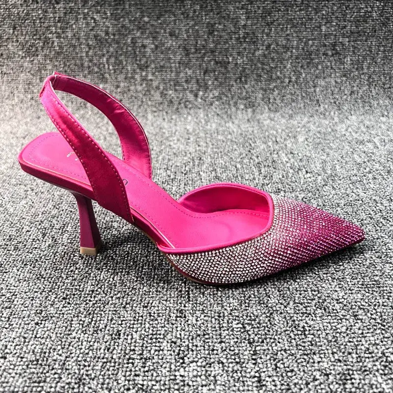 Summer Women's Baotou Sandals Female Fashion Shiny Pointed Thin Heel Pumps Ladies Comfort Outdoor Leisure Lazy Shoes