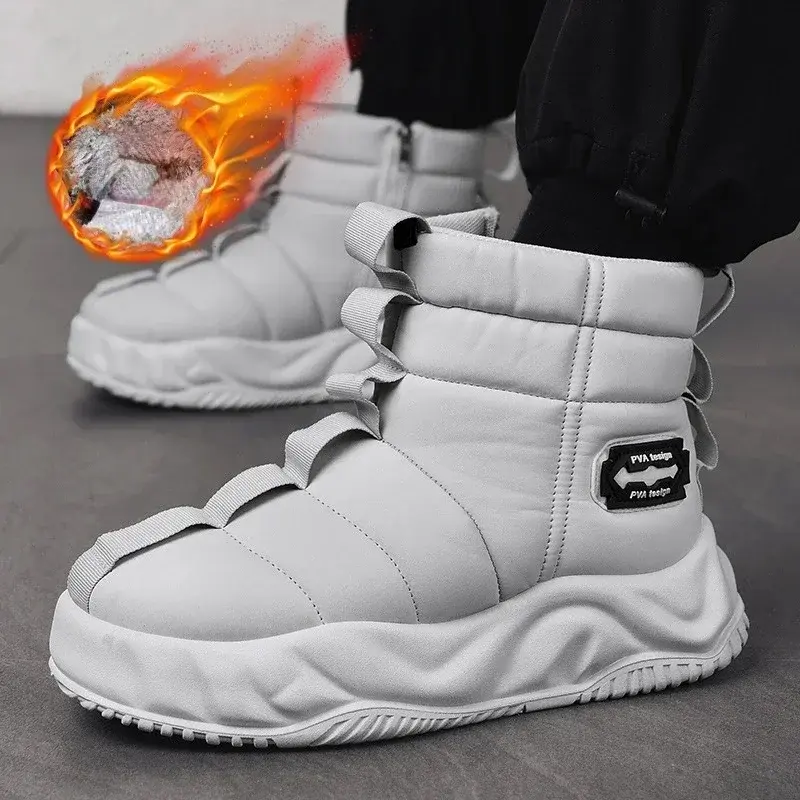 Warm Snow Boots 2024 Men's Fashion Plush Warm Comfortable Anti Slip Thick Sole Cotton Shoes Outdoor Vacation Casual Shoes