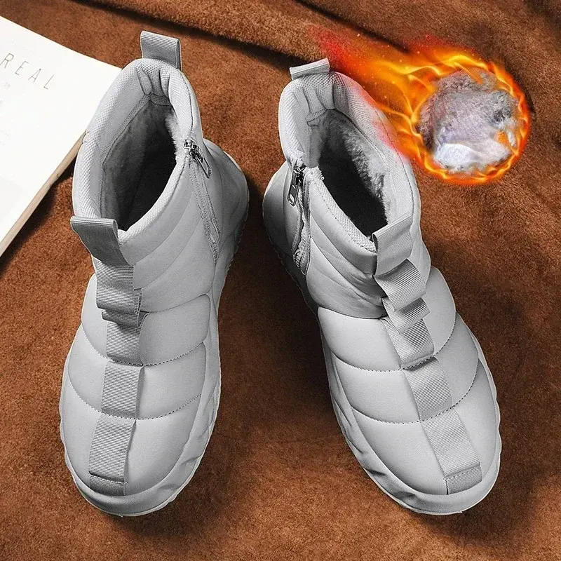 Warm Snow Boots 2024 Men's Fashion Plush Warm Comfortable Anti Slip Thick Sole Cotton Shoes Outdoor Vacation Casual Shoes