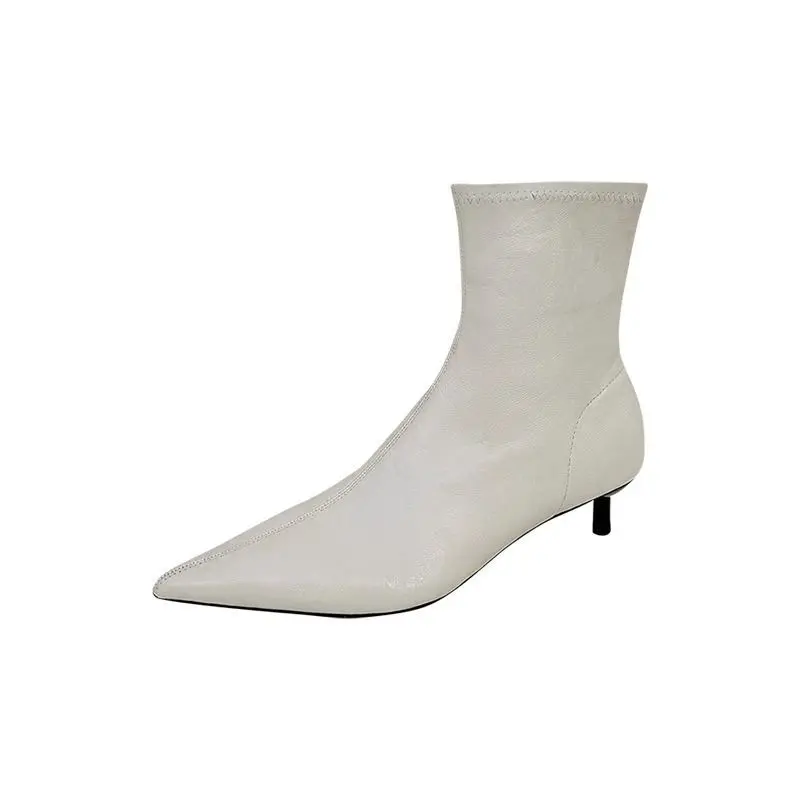 Pointed Toe Ankle Boots Women Fashion Side Zippers Short Boots Female Slim Thin High Heel Winter Women's Short Plush Footwear