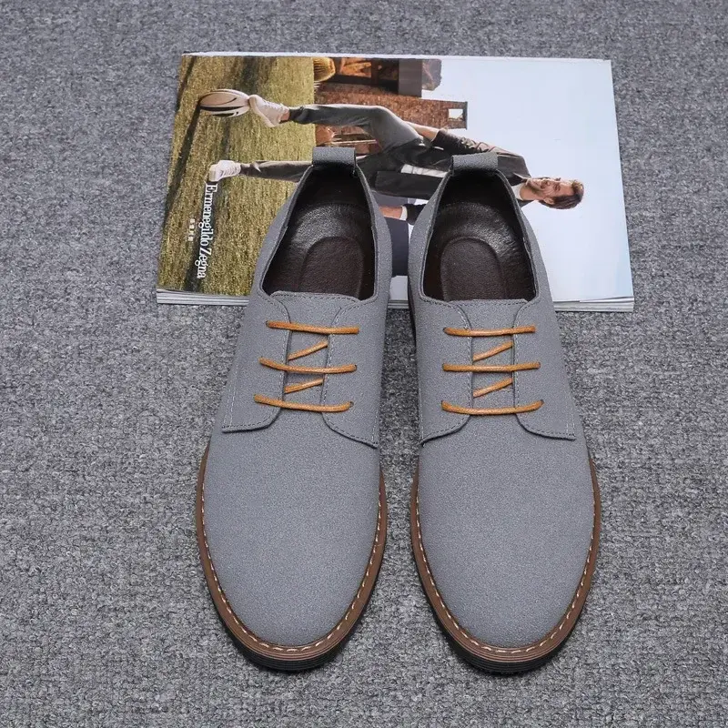 Men Suede Shoes Lace Up Blue Oxford Shoes for Men Flats Fashion new Men Sneakers Autumn Breathable Comfortable Casual Man Shoes
