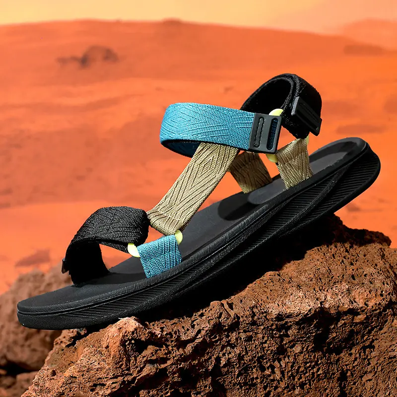 Men‘s Casual Breathable Black Sandals Non-slip Flip Flops High Quality Outdoor Beach Slippers Water Shoes 2025