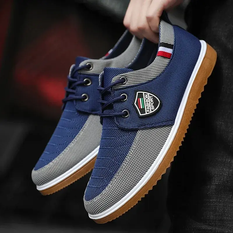 2024 Men's Casual Shoes Breathable British Man Sneakers Comfortable Soft Walking Flats Working Peas Shoes for Men Canvas