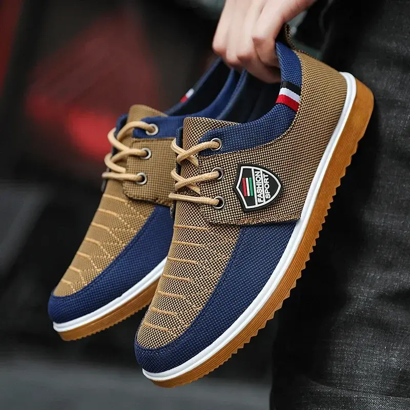 2024 Men's Casual Shoes Breathable British Man Sneakers Comfortable Soft Walking Flats Working Peas Shoes for Men Canvas