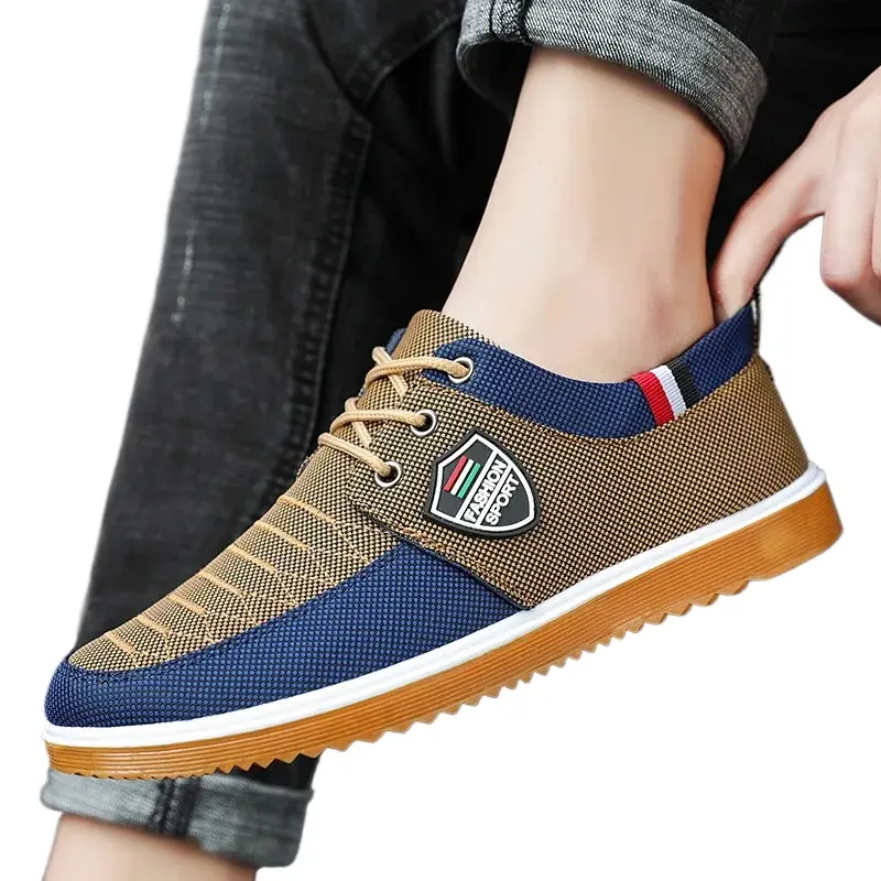 2024 Men's Casual Shoes Breathable British Man Sneakers Comfortable Soft Walking Flats Working Peas Shoes for Men Canvas