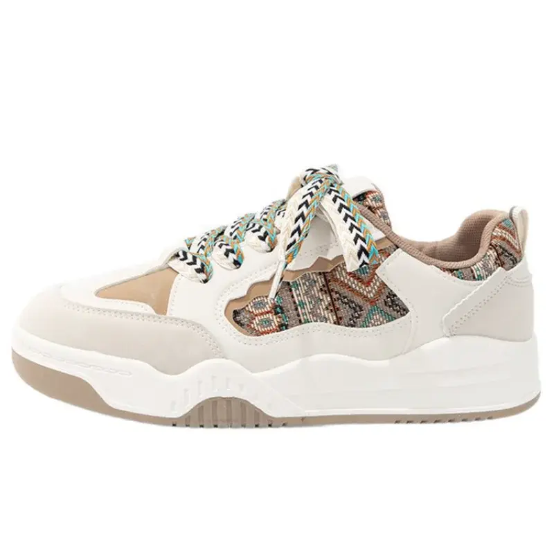 Women's Sneakers Spring Autumn Comfortable Height Increasing Lace Up Anti Slip Korean White Shoes Outdoor Skateboard Shoes