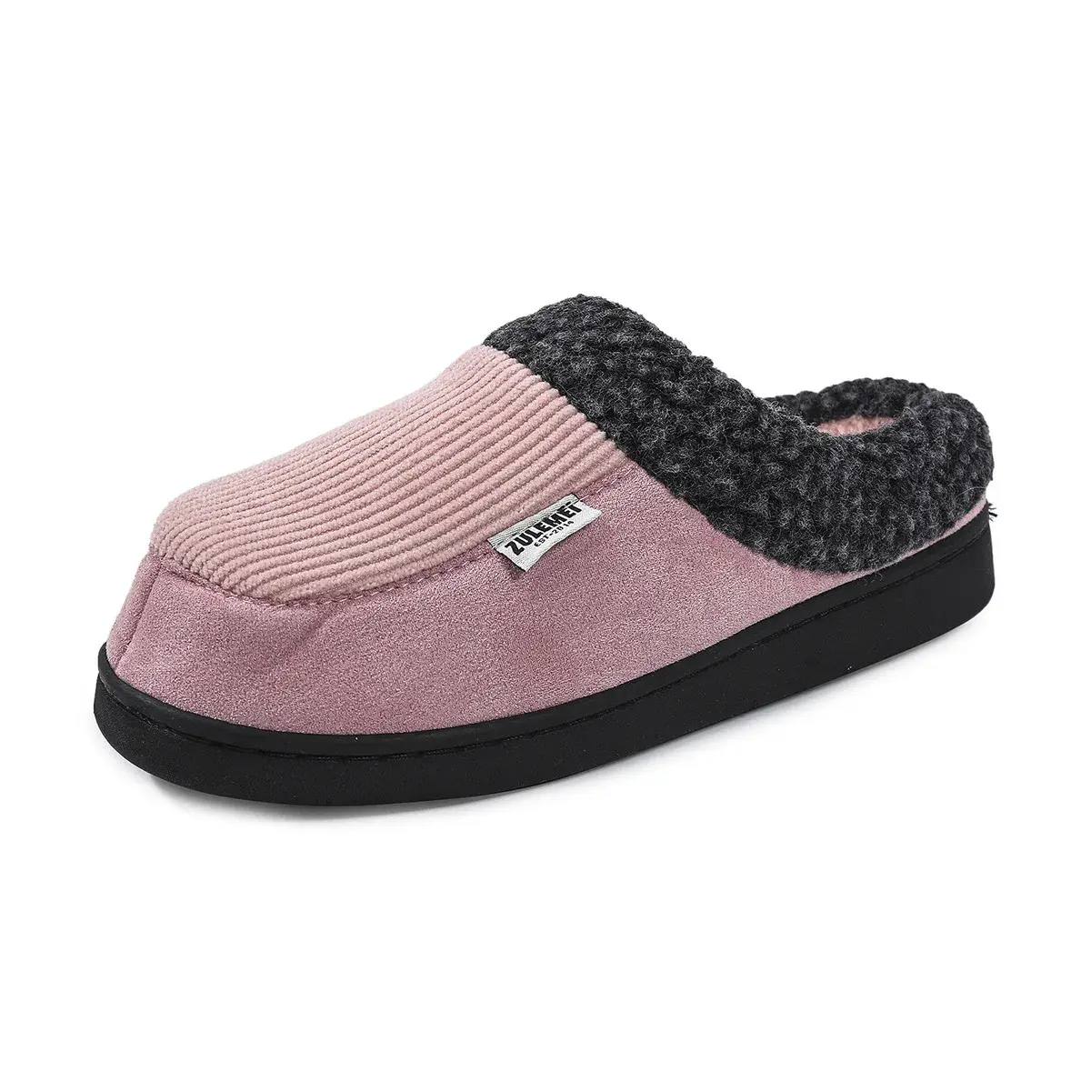 Women Fashion Faux Fur Slippers Winter Closed Toe Soft Sole Cotton Slides Woman Cozy Warm Fluffy Plush Flat Cotton Warm Slippers