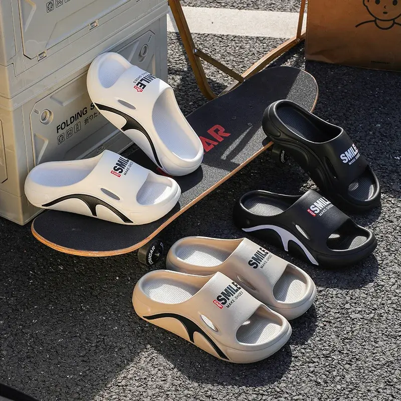 2025Summer Men Slippers Fashion Non-Slip Wear-resistant Soft Beach Slippers Outdoor Thick Sole EVA Slippers Bathroom Flip Flops