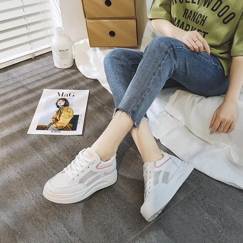 Shoes Women's Summer Thick Sole White Spring Autumn Breathable Platform Tennis Woman Trend  Round Head Female Casual Sneaker