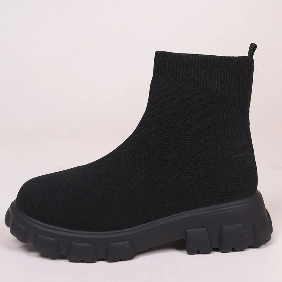 Brand Women Ankle Boots Lightweight Casual Shoes for Women Wedge Fashion Sock Boots Knitting Winter Medium Tube Platform Boot