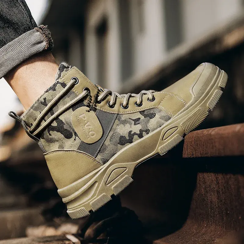 Spring and Autumn New Men's Camouflage Boots Desert Camouflage Boots Men's Outdoor Work  Fashion  2024