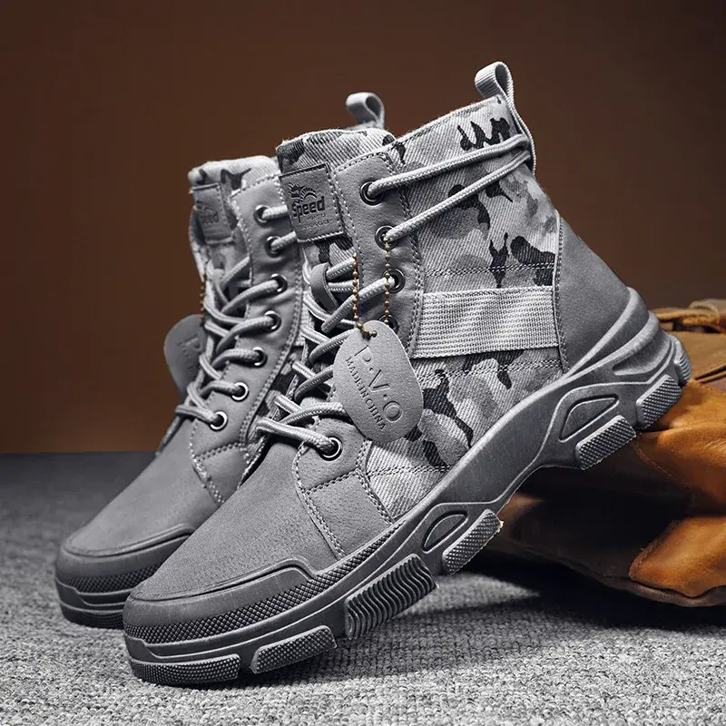Spring and Autumn New Men's Camouflage Boots Desert Camouflage Boots Men's Outdoor Work  Fashion  2024