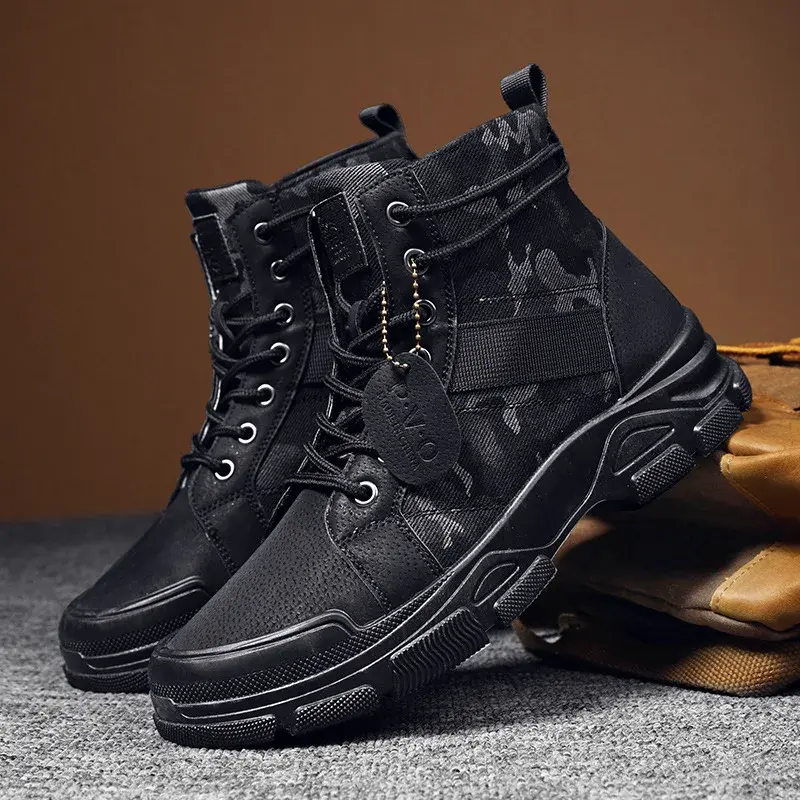 Spring and Autumn New Men's Camouflage Boots Desert Camouflage Boots Men's Outdoor Work  Fashion  2024