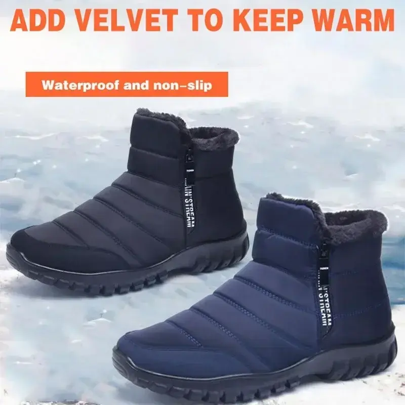 Men Ankle Snow Boots Waterproof Non Slip Shoes for Men Casual Keep Warm Plush Plus Size Couple Footwear Chaussure Homme 2024