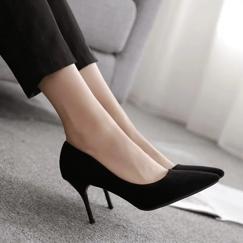 2024Woman Pumps New High Heels Stiletto Pump Single Shoes Female Office Shoes Ladies Black Pointed Toe Sexy Party Wedding Shoes