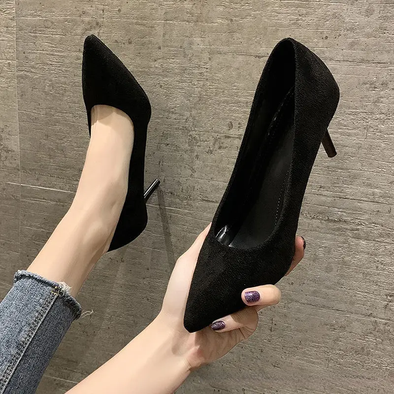 2024Woman Pumps New High Heels Stiletto Pump Single Shoes Female Office Shoes Ladies Black Pointed Toe Sexy Party Wedding Shoes