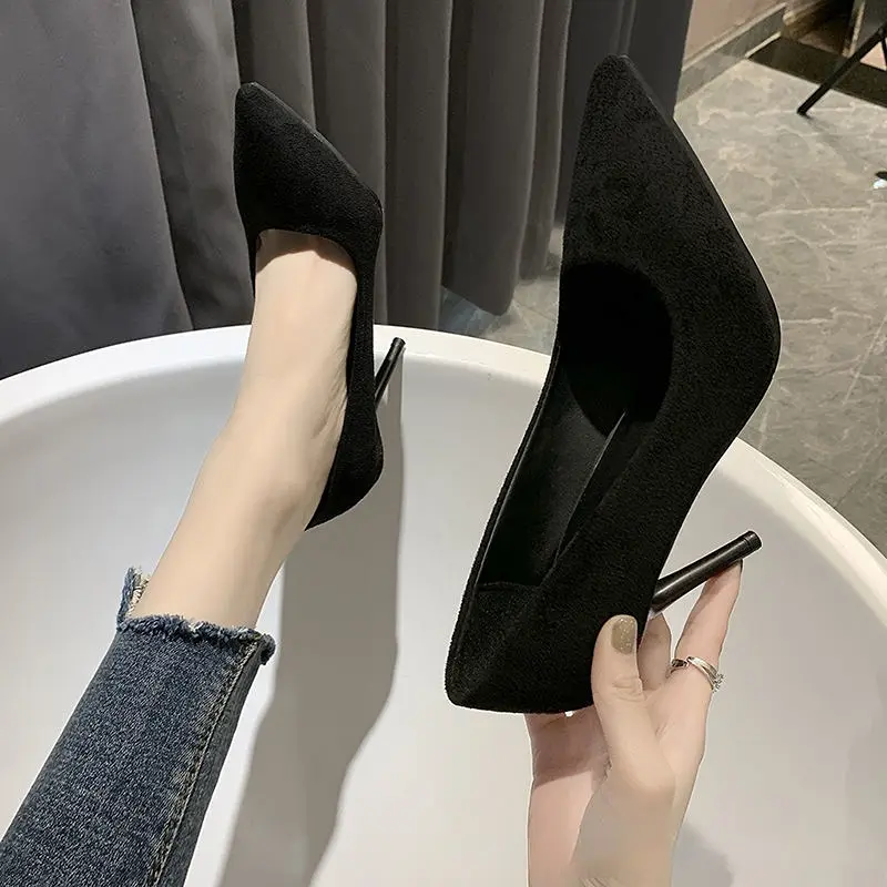 2024Woman Pumps New High Heels Stiletto Pump Single Shoes Female Office Shoes Ladies Black Pointed Toe Sexy Party Wedding Shoes