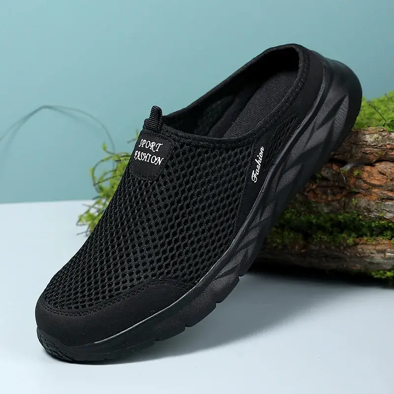 Summer Outdoor High Quality Anti-slip Men Leisure Shoes New Mesh Breathable Soft Comfortable Flat-bottomed Slippers