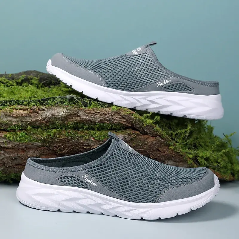 Summer Outdoor High Quality Anti-slip Men Leisure Shoes New Mesh Breathable Soft Comfortable Flat-bottomed Slippers