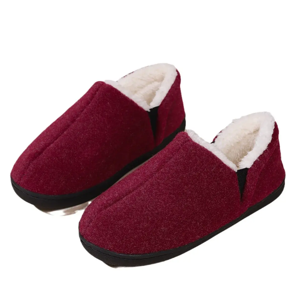 Women Thick Plush Non Slip Fluffy Shoes Women 2025 Winter New Comfort Plush Lined Cotton Shoes Woman Casual Warm Cotton Slippers