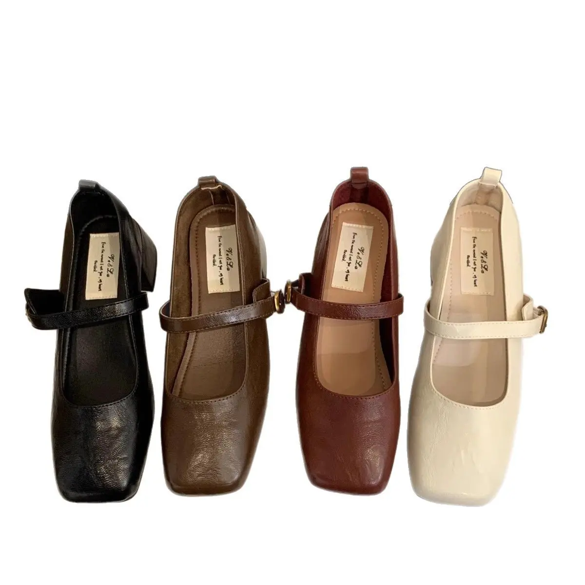 2025 Vintage Women Mary Jane Shoes Fashion Square Toe Shoes Spring Autumn Elegant Low Heels Sandals