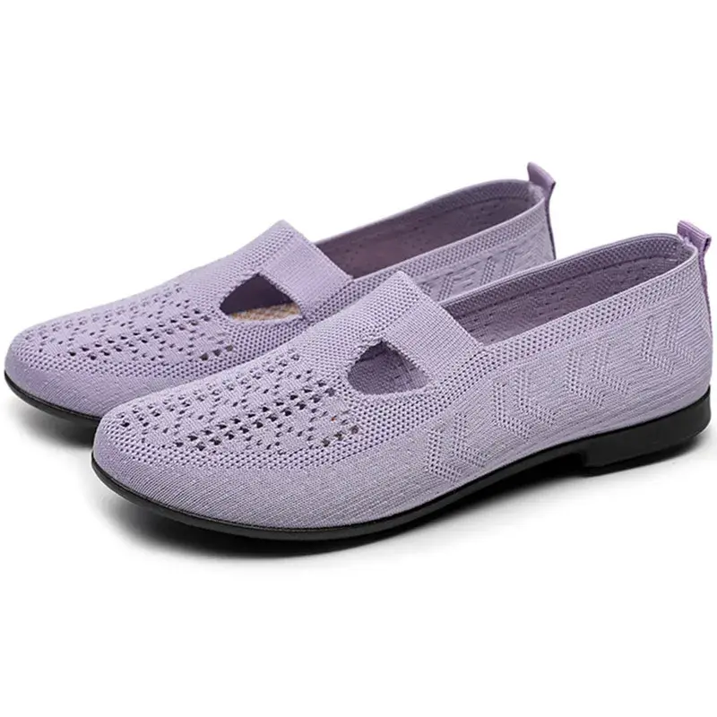 Fashionable and Breathable Summer Mesh Lightweight Mother Shoes Slip on Flat Casual Non Slip Sports Vulcanized Shoes for Women