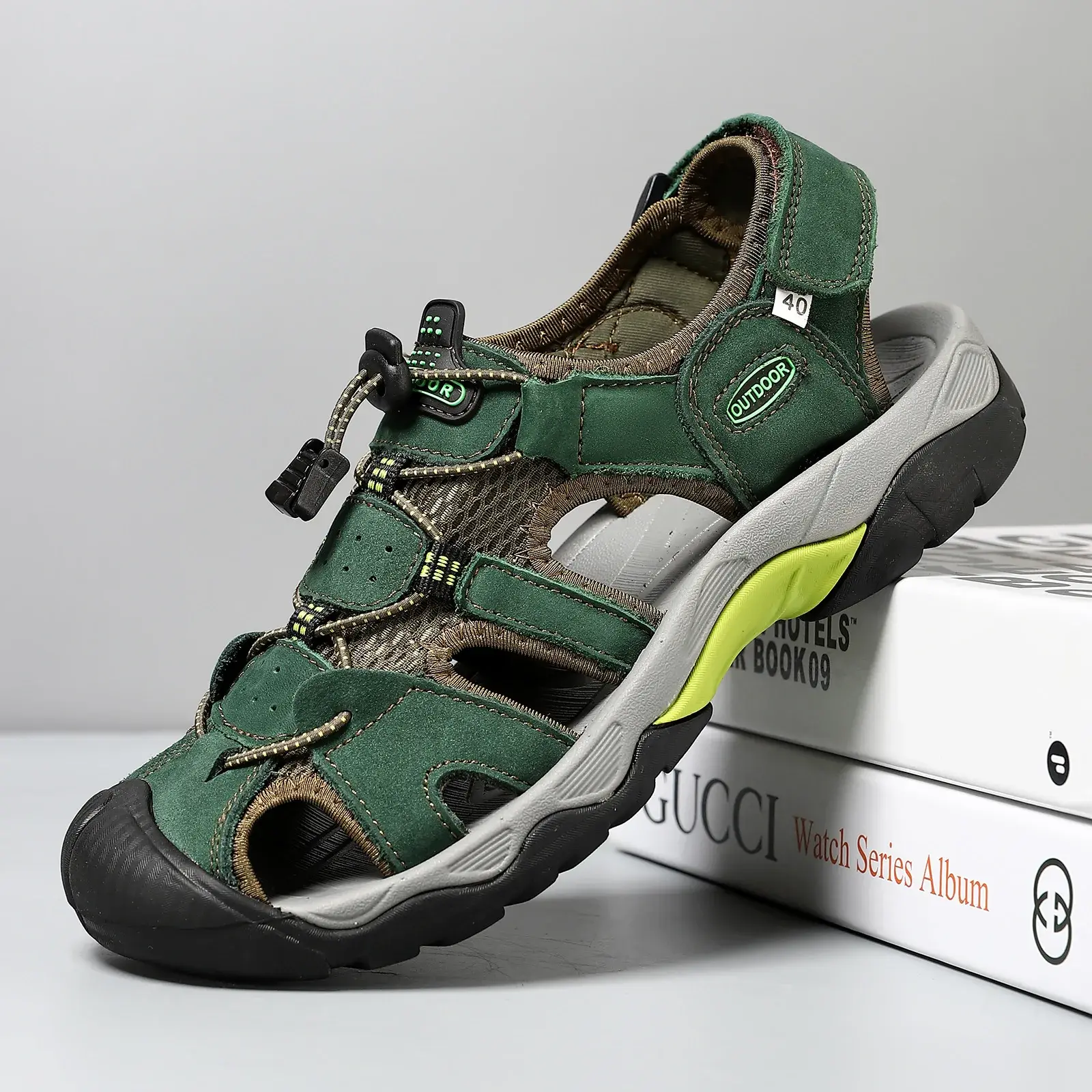 2025 Men's Sandals Classic Genuine Leather Sandals Fashion Outdoor Hiking Shoes Light Breathable Non-slip Sneakers 38-48