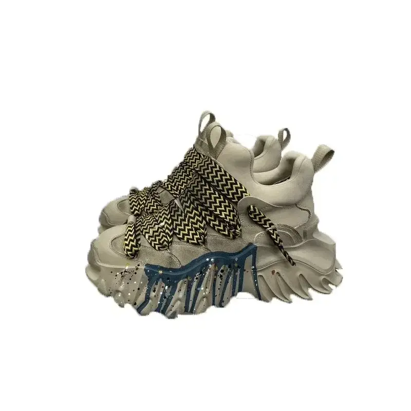 Street Trend Women's Casual Shoes Autumn Winter New Lace Up Retro Thick Soled Elevated Shoes Outdoor Sports Casual Shoes Fashion