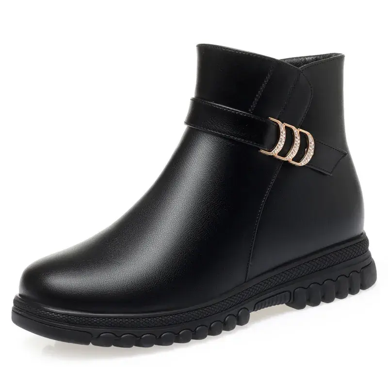 Winter Autumn Woman Fashions Elegant Casual Simple Ankle Snow Boots Mother Flat Warm Non-slip Plush Velvet Cotton Shoes