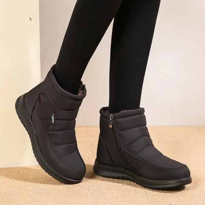 Women's Boots Winter Shoes For Women Ankle Boots Warm Fur Botas Mujer Waterproof Low Heels Snow Boots Winter Flat Shoes