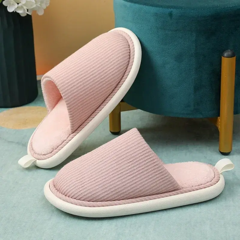 Cotton Slippers 2024 Women Winter Floor Plush Slipper Home Anti Slip Flat Bottom Comfort Soft Bottom Lightweight Cotton Slippers