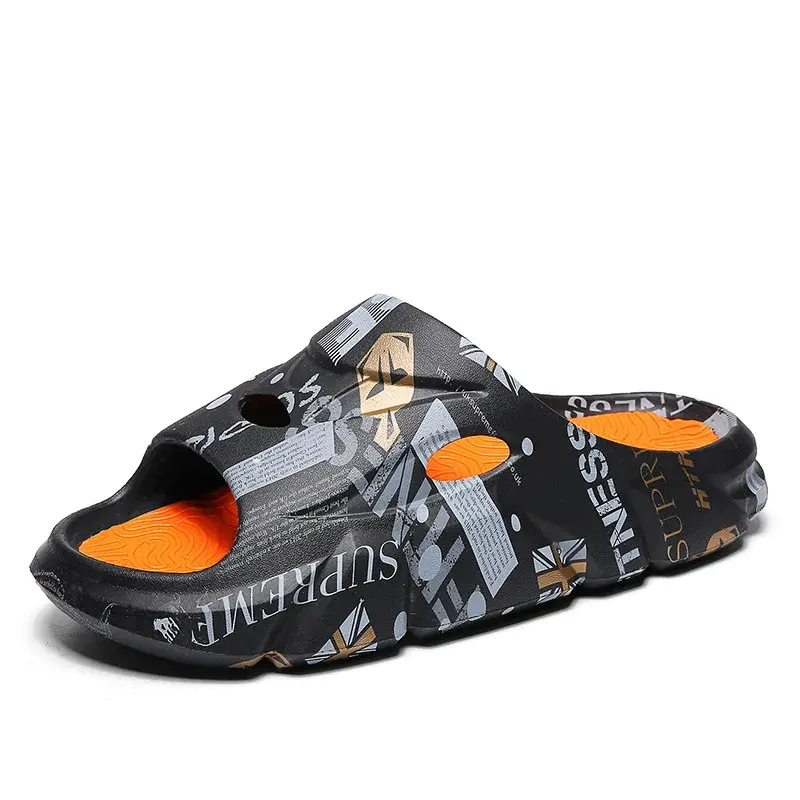 Slippers Men Casual EVA Soft Sole  Trend Thick Platform Outdoor Beach Shoes Couple Indoor Home Slides Bathroom Non-slip Slides