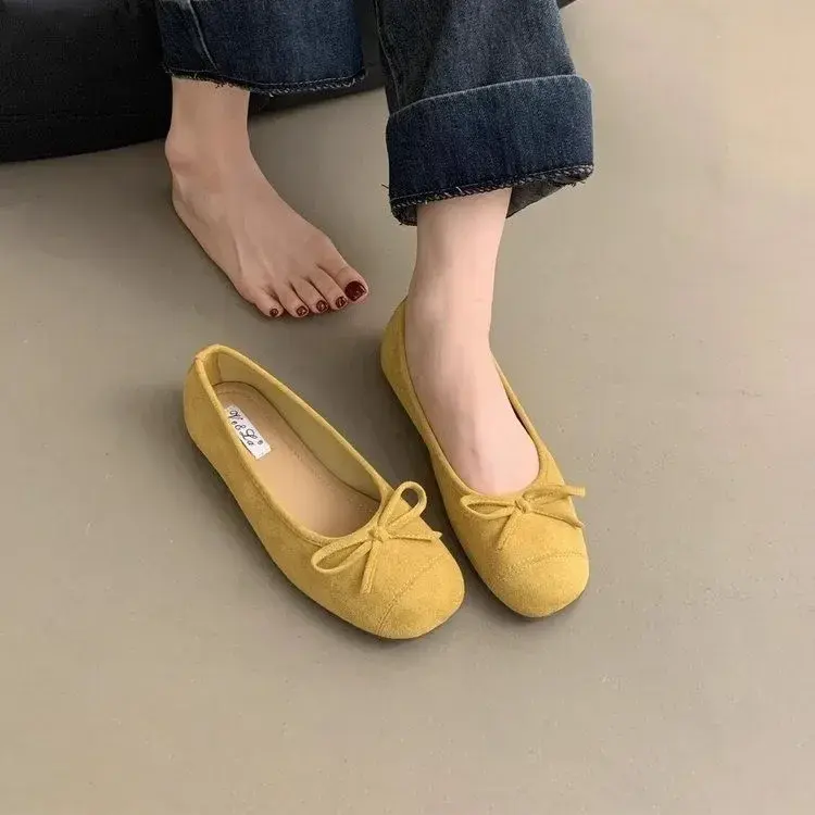 Bow Design Women Flats Spring Women Shoes Round Toe Loafers Designer Shoes New Fashion Casual Ballet Soft Sole Shoes2025