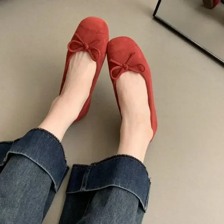 Bow Design Women Flats Spring Women Shoes Round Toe Loafers Designer Shoes New Fashion Casual Ballet Soft Sole Shoes2025
