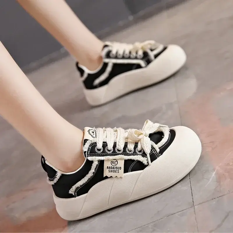 Women Flat New Wave Platform Sneakers Female Autumn New Round Toe Mixed Colors Women Casual Shoes Comfortable Breathable Loafers