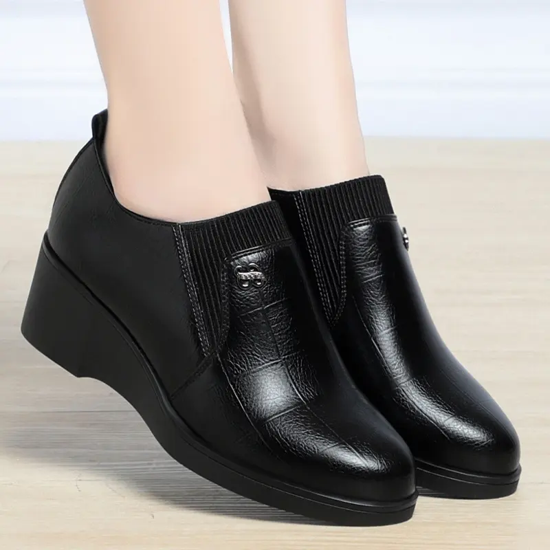Ankle Boots for Women Autumn Winter New Fashion Thick Heel Pu Leather Platform Short Booties Ladies Side Zipper Boots
