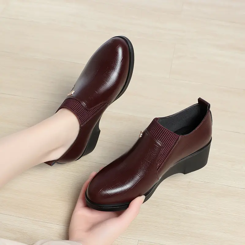 Ankle Boots for Women Autumn Winter New Fashion Thick Heel Pu Leather Platform Short Booties Ladies Side Zipper Boots