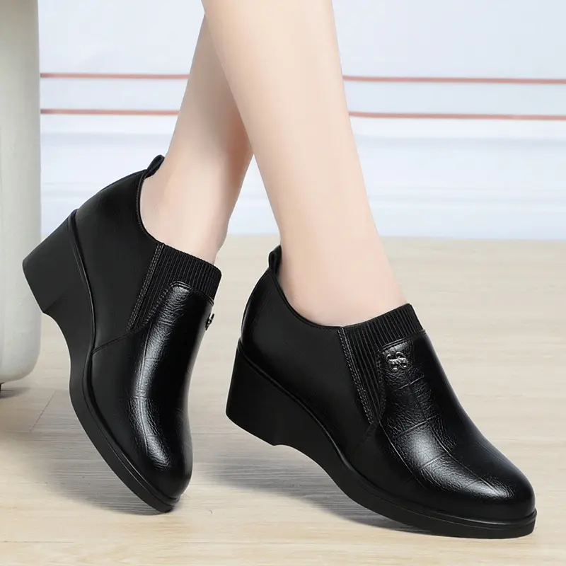 Ankle Boots for Women Autumn Winter New Fashion Thick Heel Pu Leather Platform Short Booties Ladies Side Zipper Boots