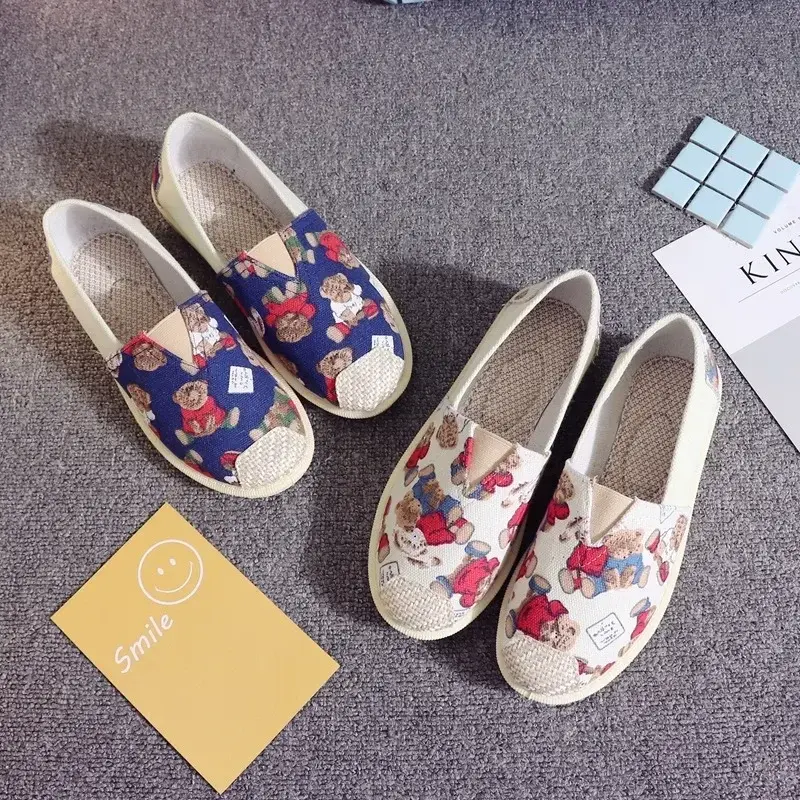 Breathable Mesh Lightweight Casual Shoes Women Fashion Women Slip on Flats Print Fisherman Shoes on Flats Shoes Zapatos De Mujer