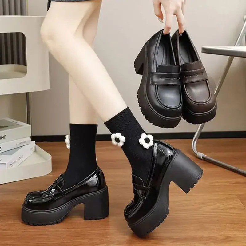 Women's Spring Autumn 2025 New Spicy Girl Thick Base Uniform Single Shoe Versatile Large High Heel Luck