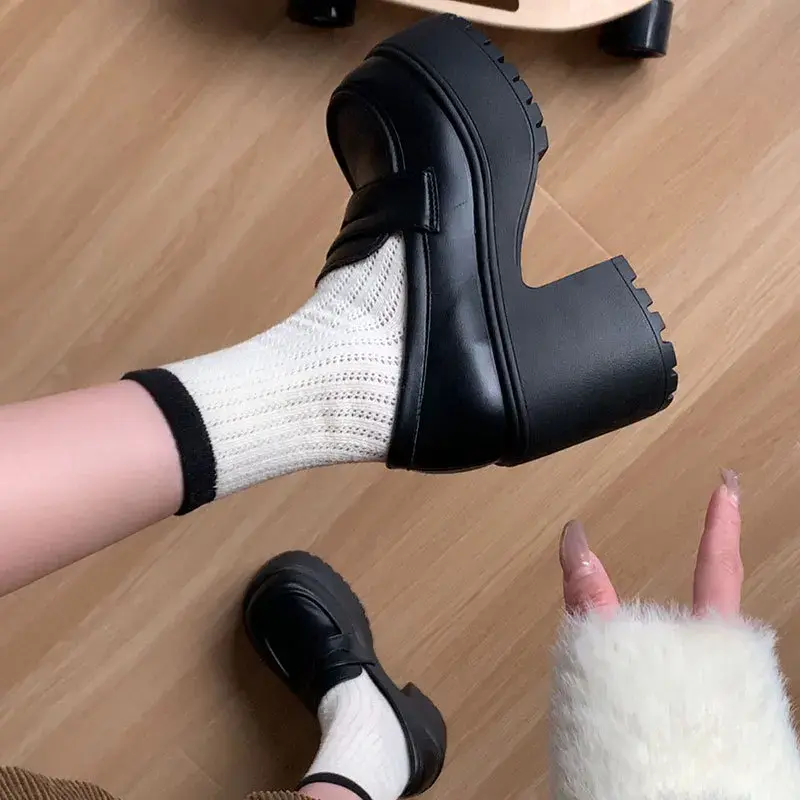 Women's Spring Autumn 2025 New Spicy Girl Thick Base Uniform Single Shoe Versatile Large High Heel Luck