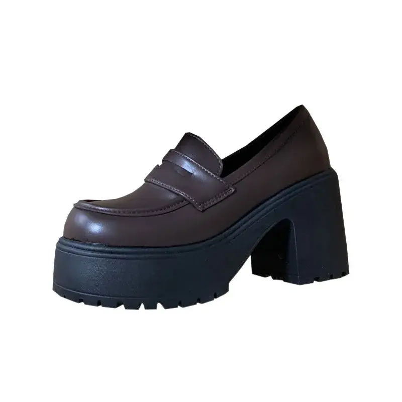 Women's Spring Autumn 2025 New Spicy Girl Thick Base Uniform Single Shoe Versatile Large High Heel Luck