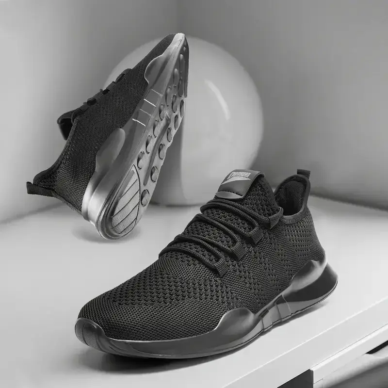Men Sneakers Outdoor Walking Sports Shoes Gym Sneakers Non Slip Casual Footwear Breathable Vulcanize Shoes Black Zapatillas