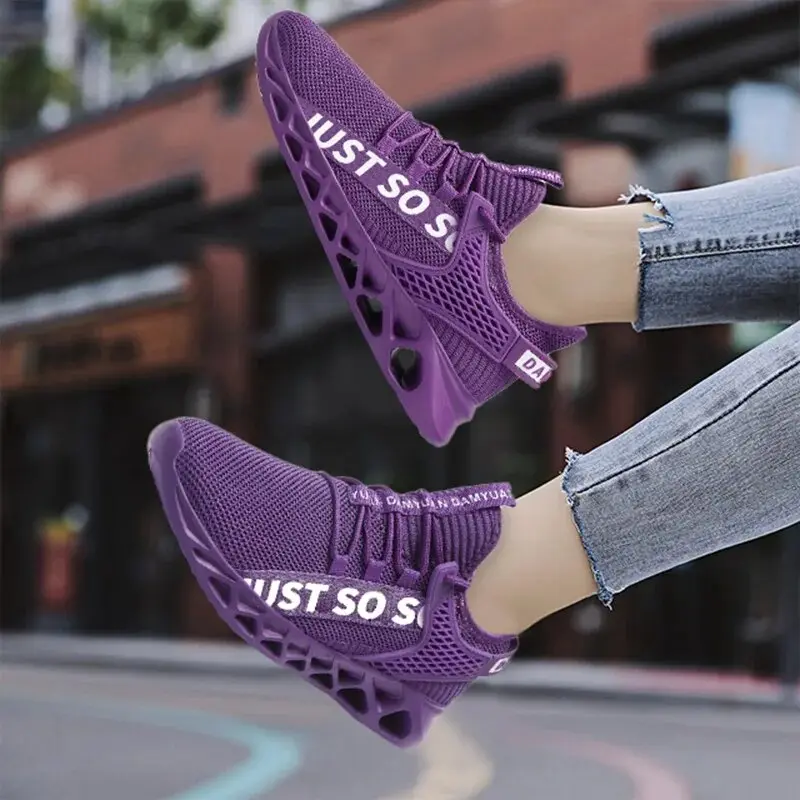 Women's Knit Sneakers Solid Breathable Low Top Lace Up Lightweight Comfortable Platform Soft Sloe Shoes, Women's Footwear
