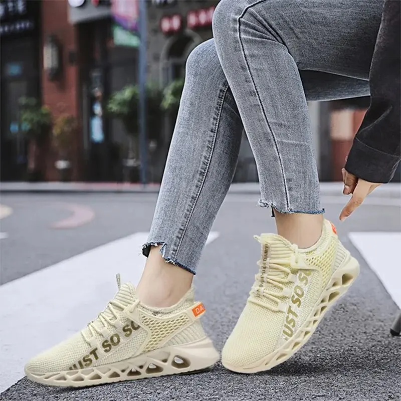 Women's Knit Sneakers Solid Breathable Low Top Lace Up Lightweight Comfortable Platform Soft Sloe Shoes, Women's Footwear