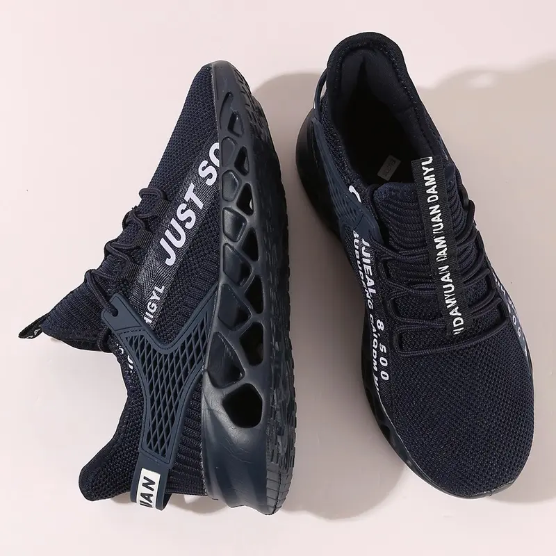 Women's Knit Sneakers Solid Breathable Low Top Lace Up Lightweight Comfortable Platform Soft Sloe Shoes, Women's Footwear