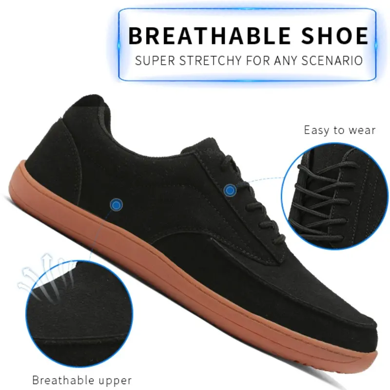 Men's Wide Toe  Anti-slip Vulcanised Barefoot Shoes Comfortable Walking Sneakers Lightweight Casual Footwear for Wide Feet